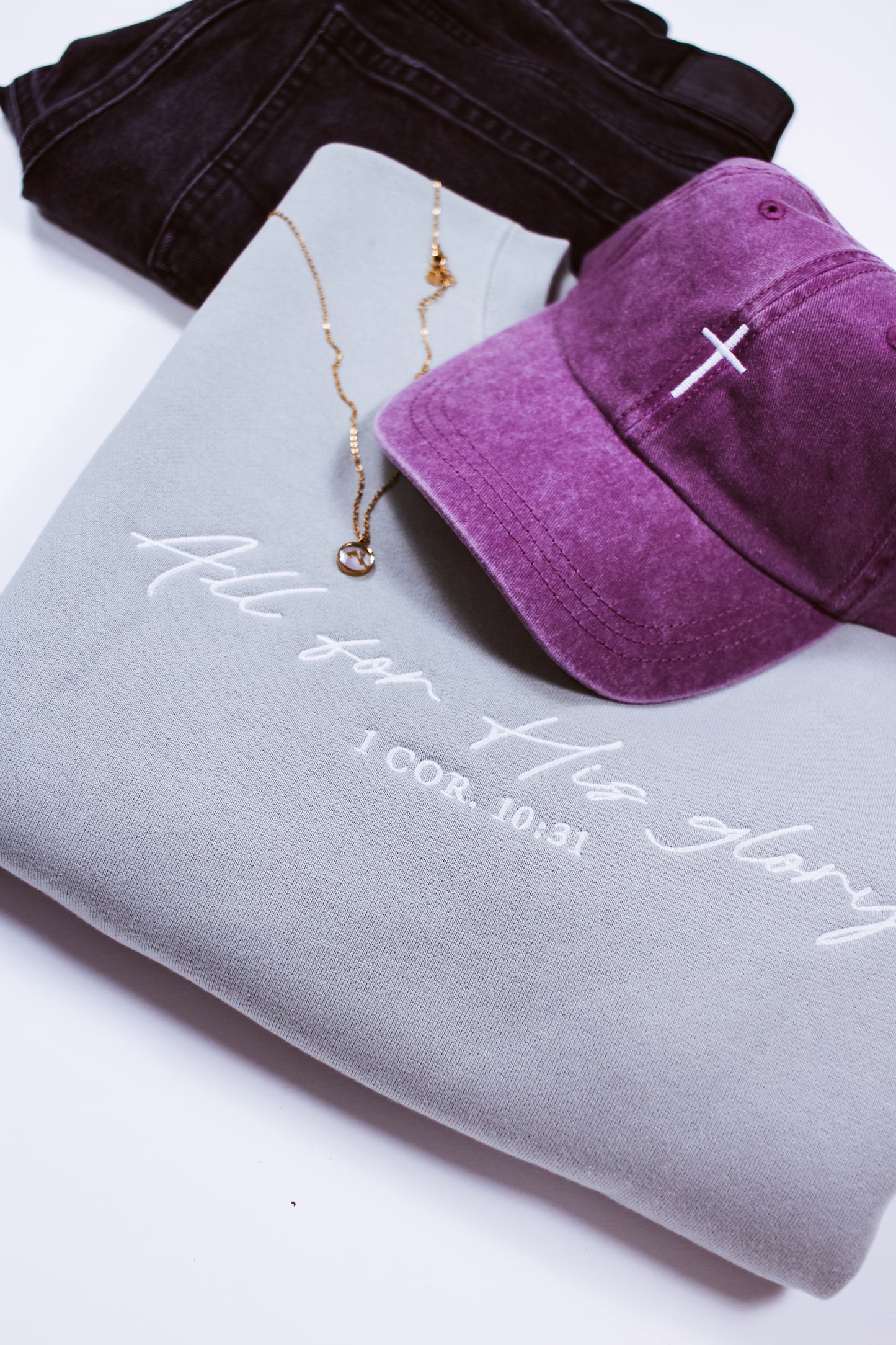 All For His Glory Embroidered Heavyweight Sweatshirt in Mint
