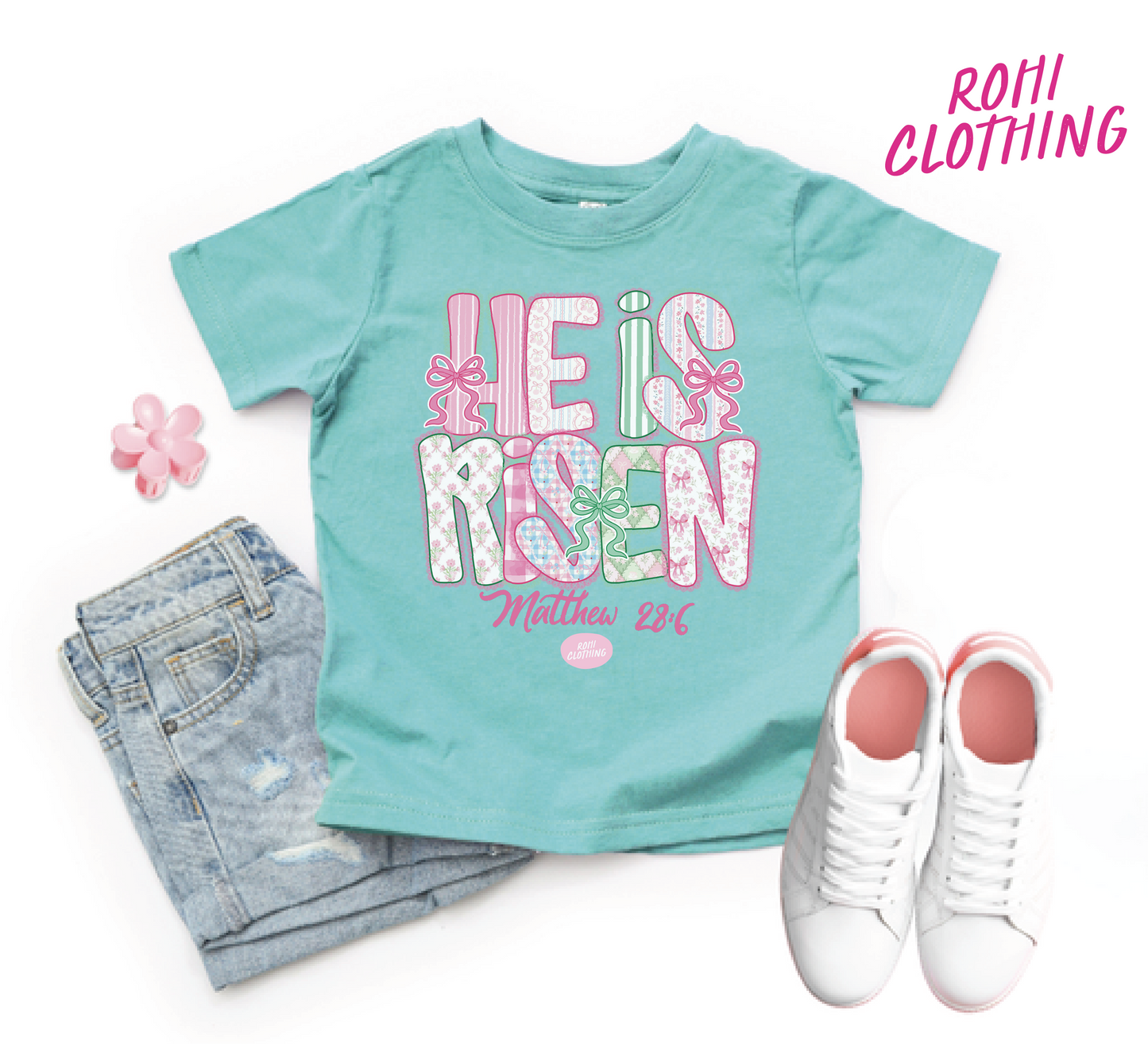 He Is Risen Girls Easter Tee
