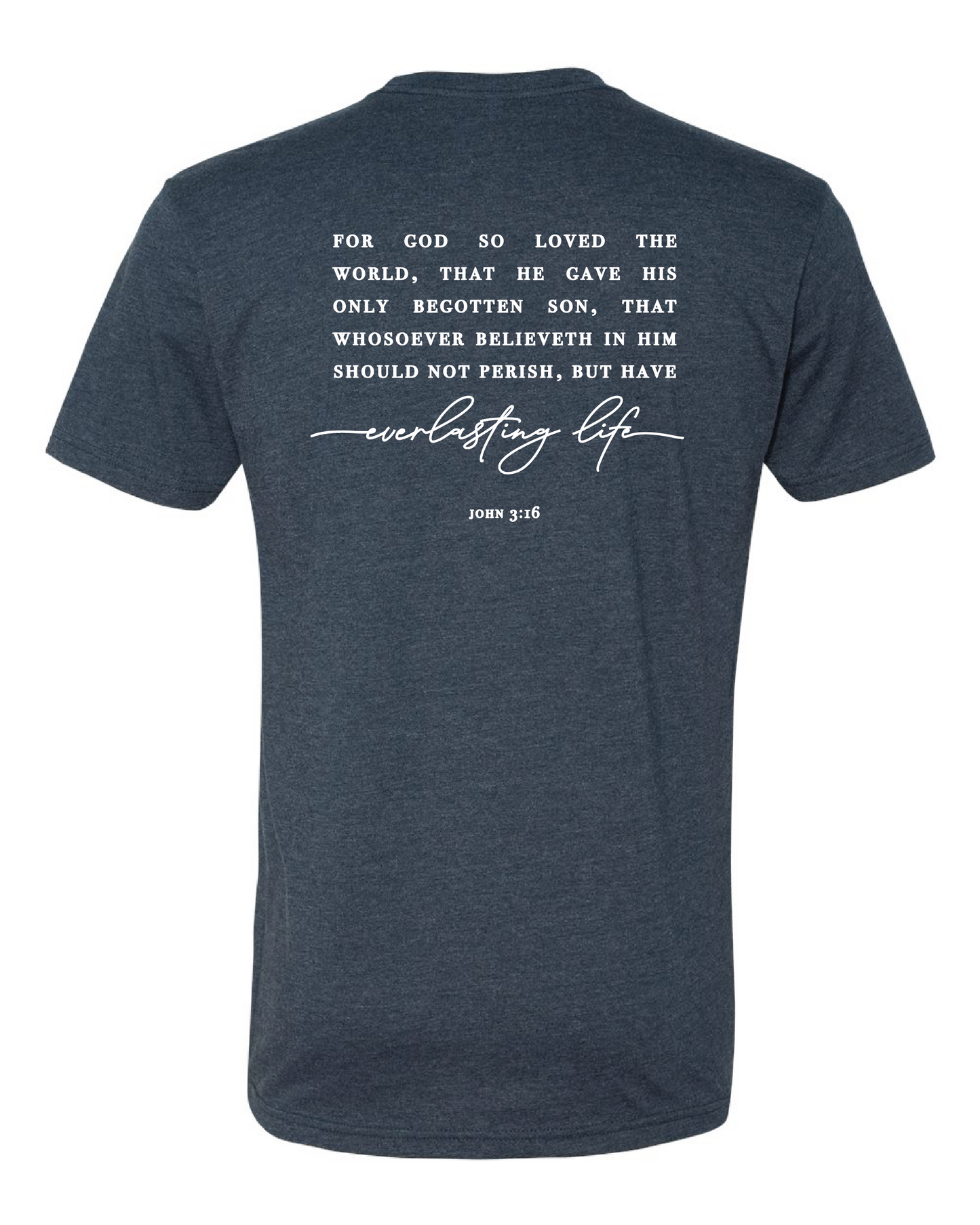 Everlasting Life Script Tee in Heather Denim