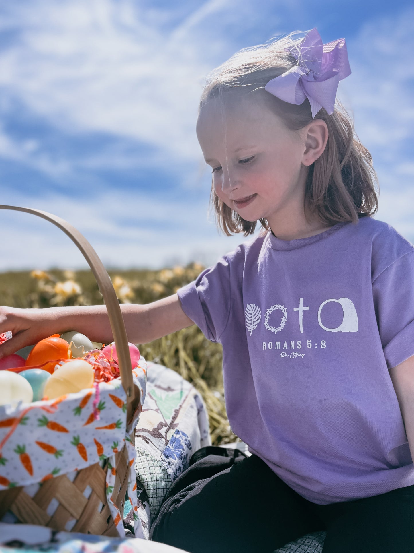 Easter Symbols Tee In Lavender YOUTH