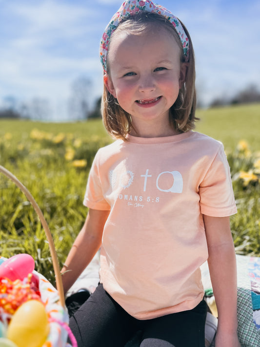Easter Symbols Tee In Peach YOUTH