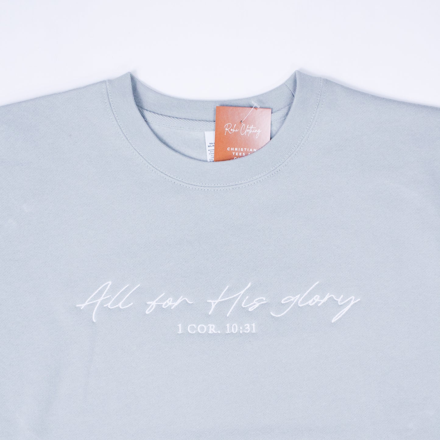 All For His Glory Embroidered Heavyweight Sweatshirt in Mint