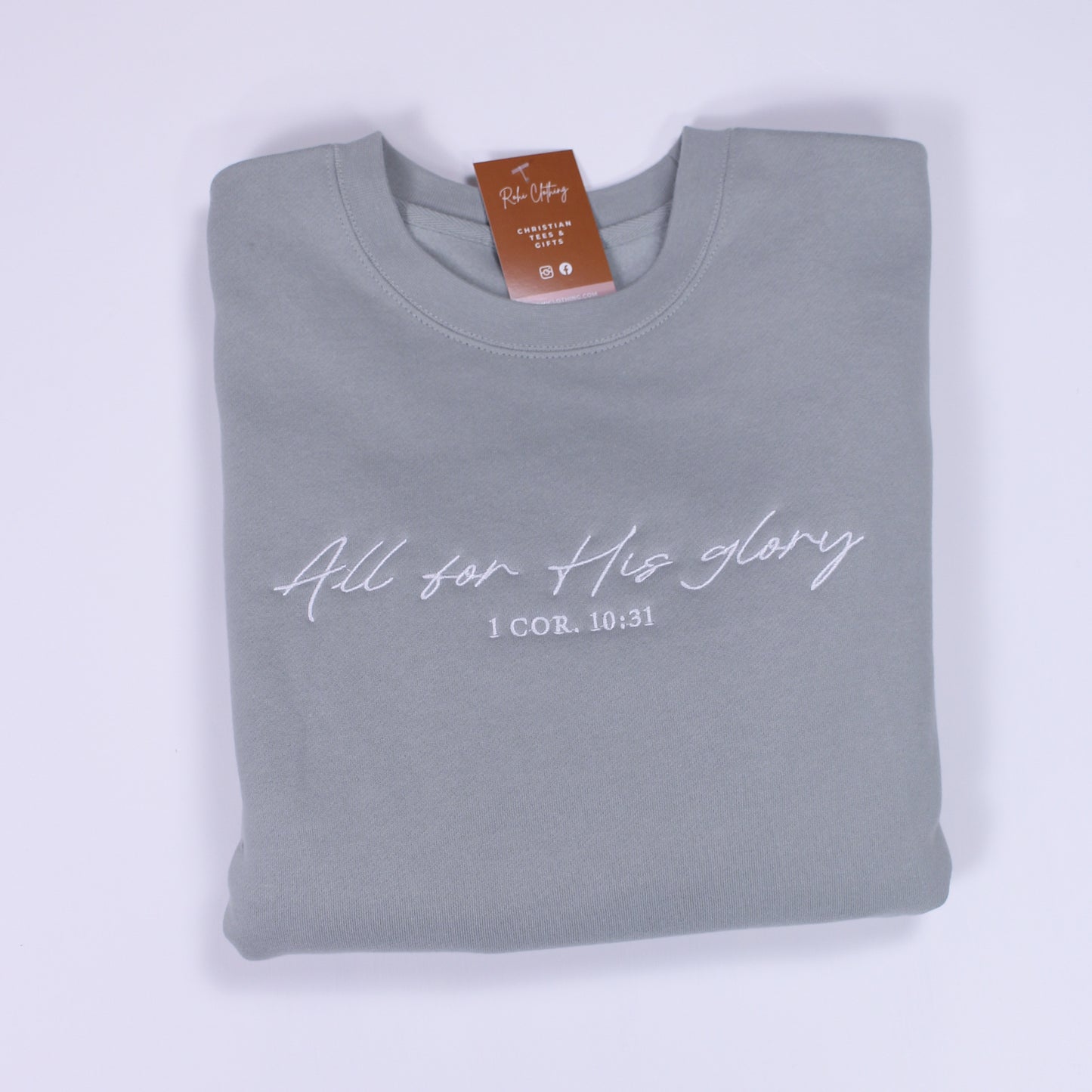 All For His Glory Embroidered Heavyweight Sweatshirt in Mint