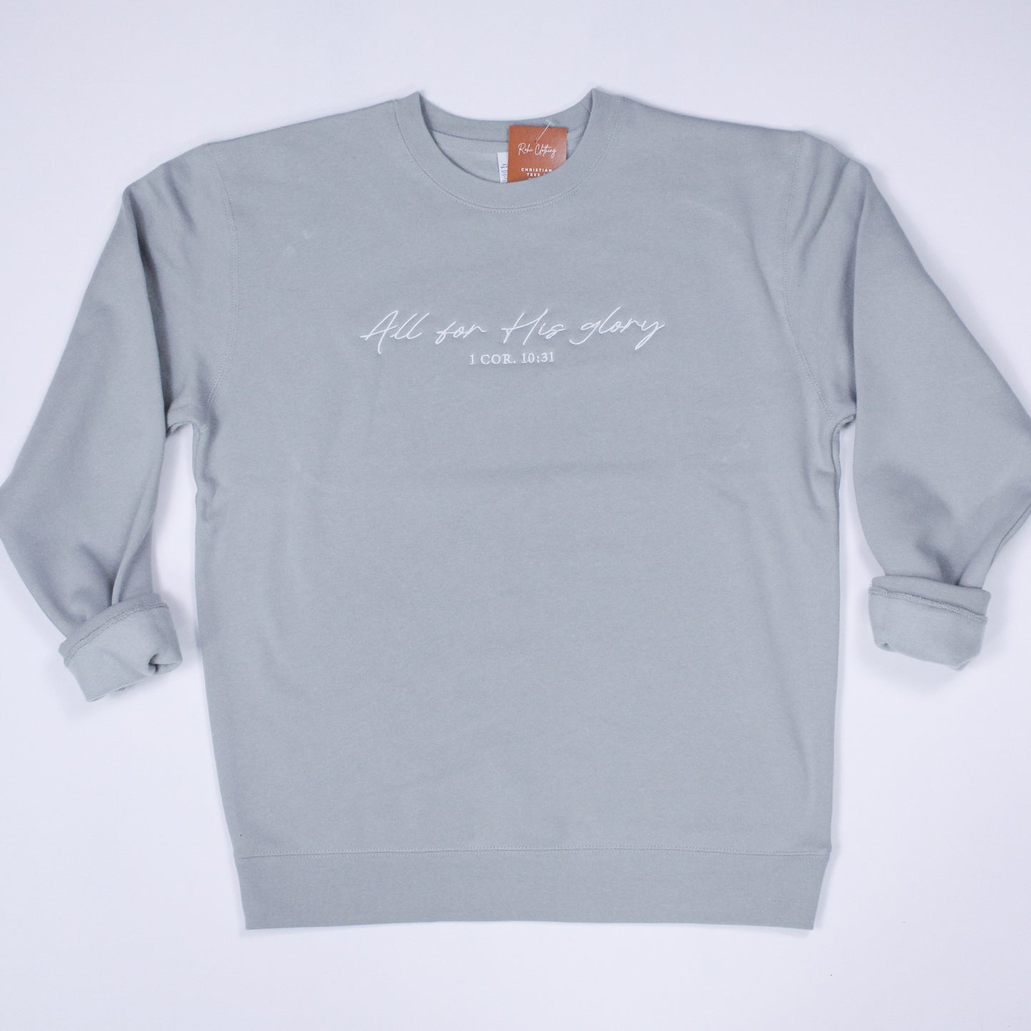 All For His Glory Embroidered Heavyweight Sweatshirt in Mint