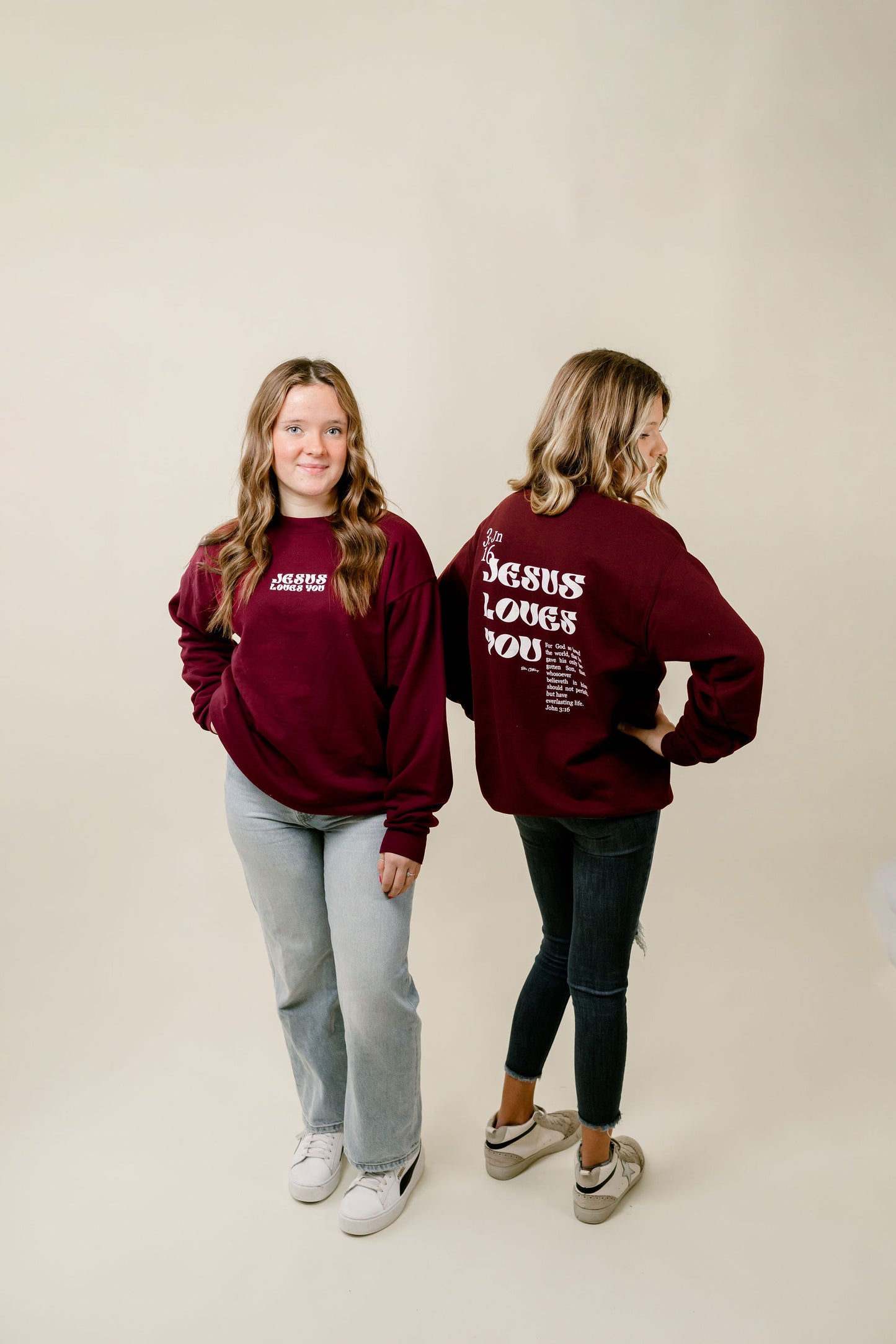 Jesus Loves You Maroon Crewneck