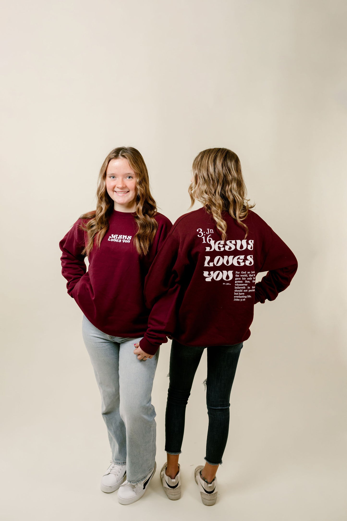 Jesus Loves You Maroon Crewneck