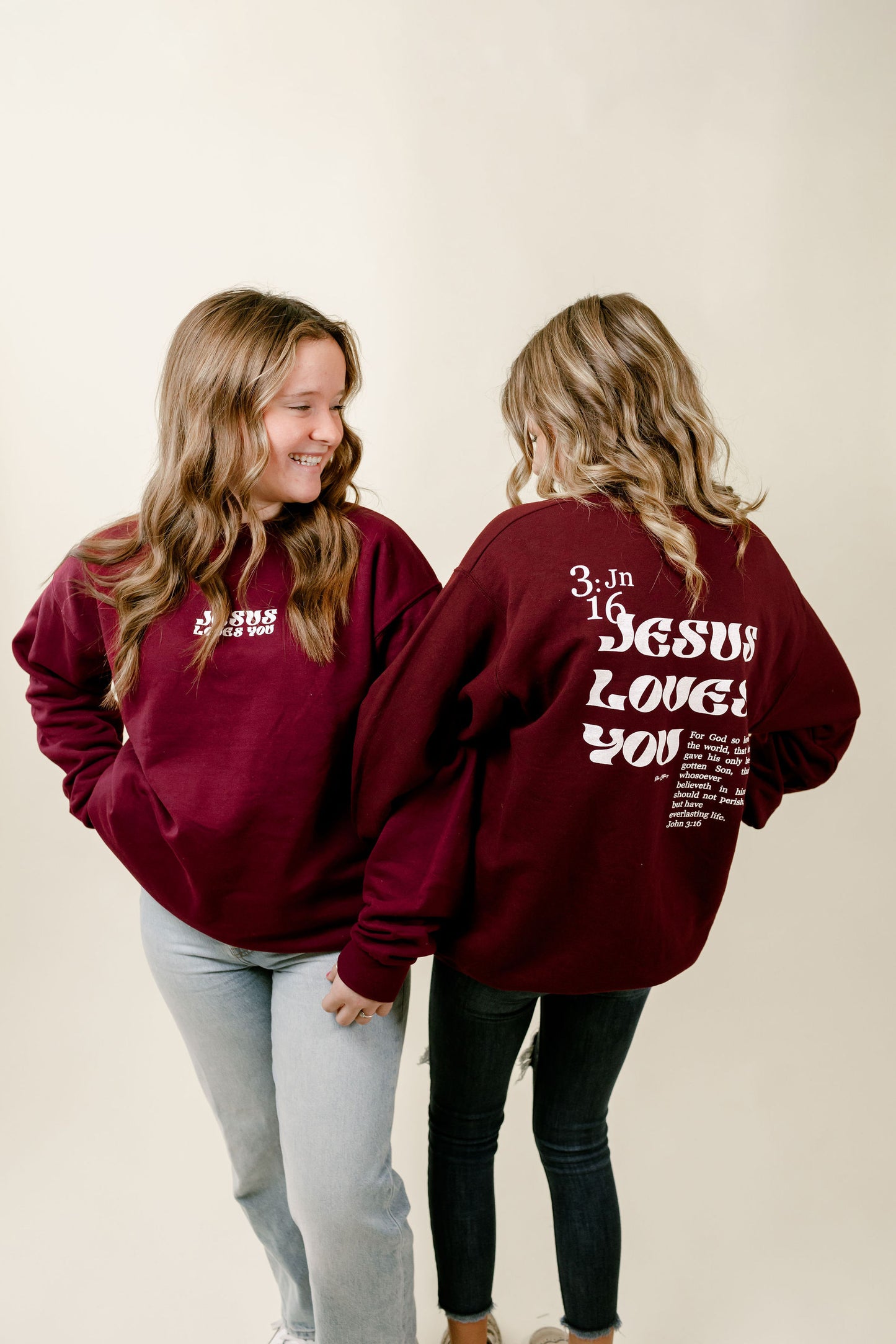 Jesus Loves You Maroon Crewneck