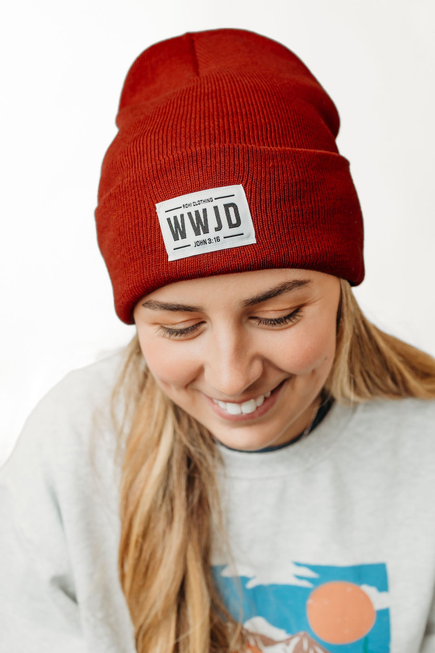 WWJD Beanie in Rust
