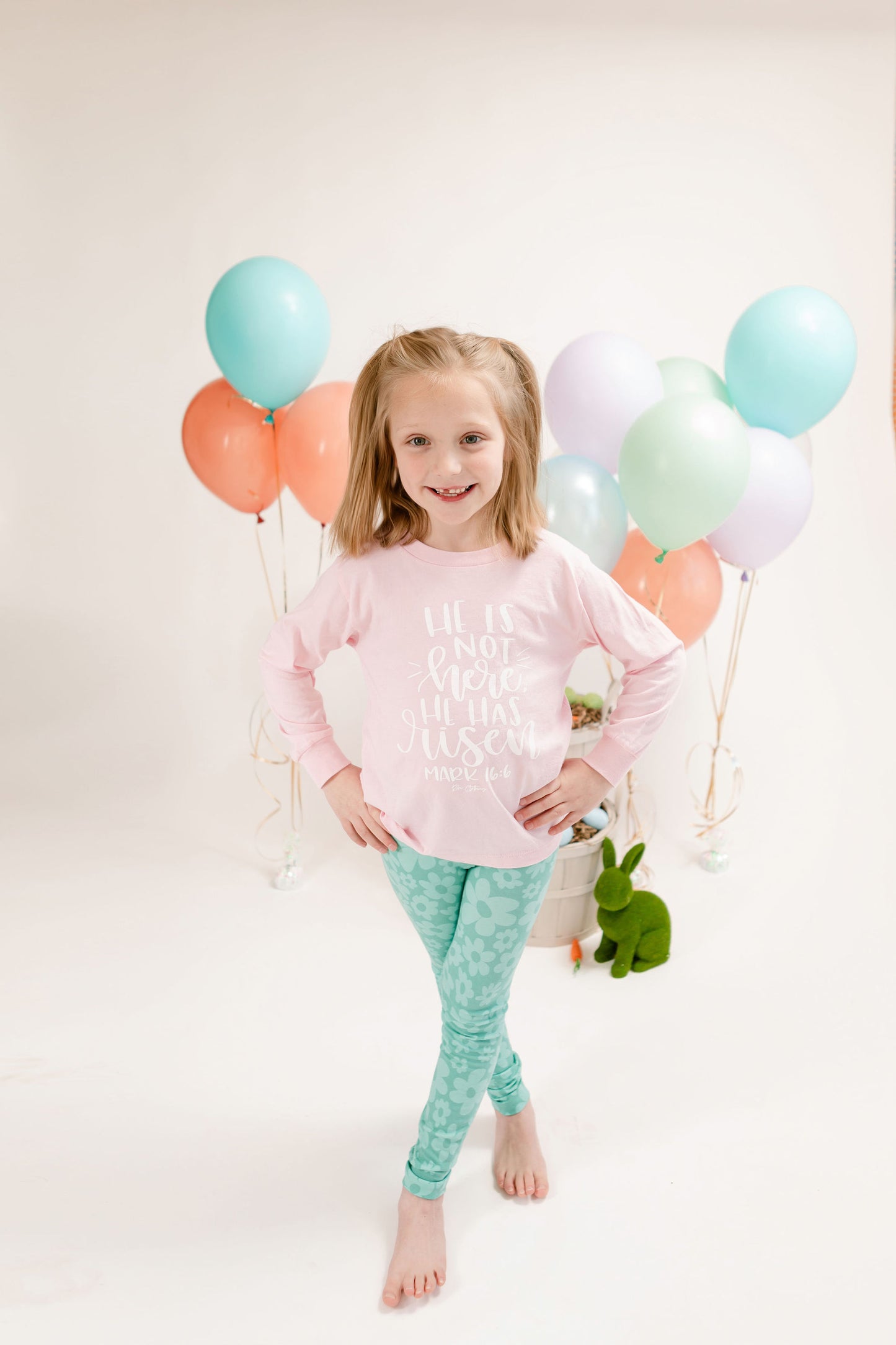 He Is Risen Youth Long Sleeve Tee - Pink