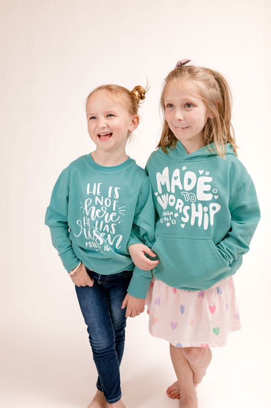 He Is Risen Youth Long Sleeve Tee - Teal