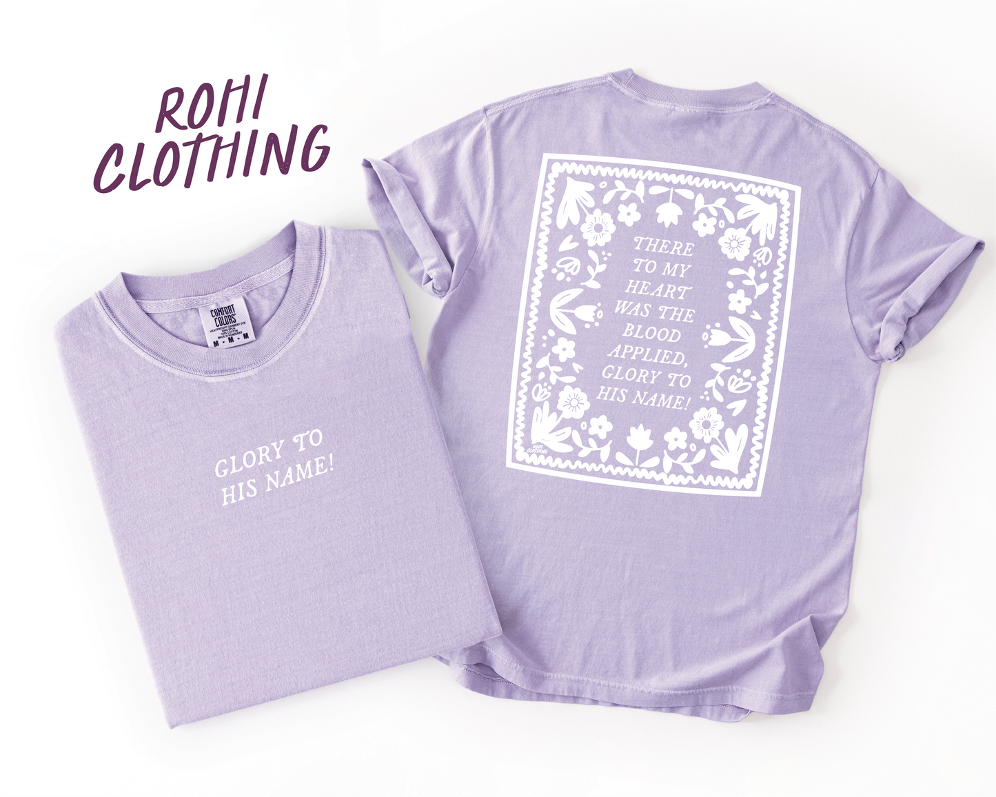 Glory To His Name Christian Easter T-Shirt - Comfort Colors Orchid