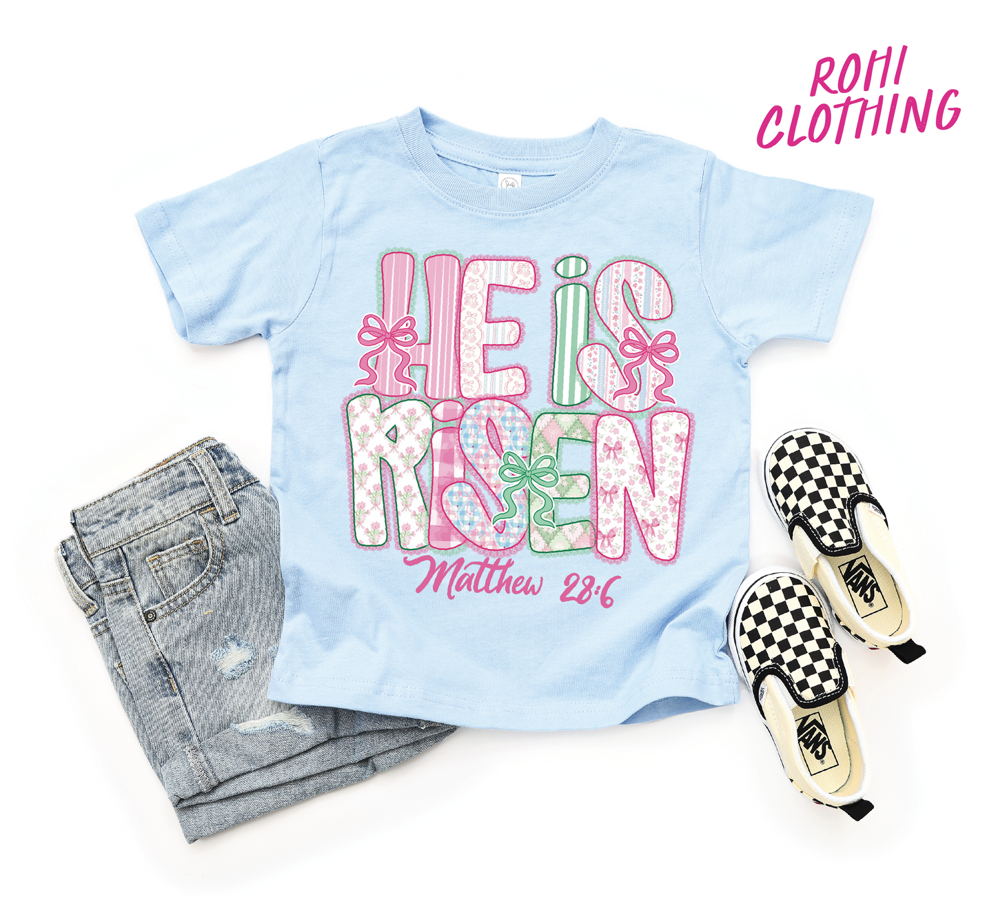 He Is Risen Girls Easter Tee