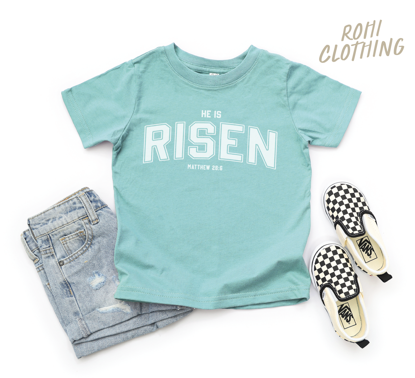 He Is Risen Easter Tee — A Kids Easter Faith Tee