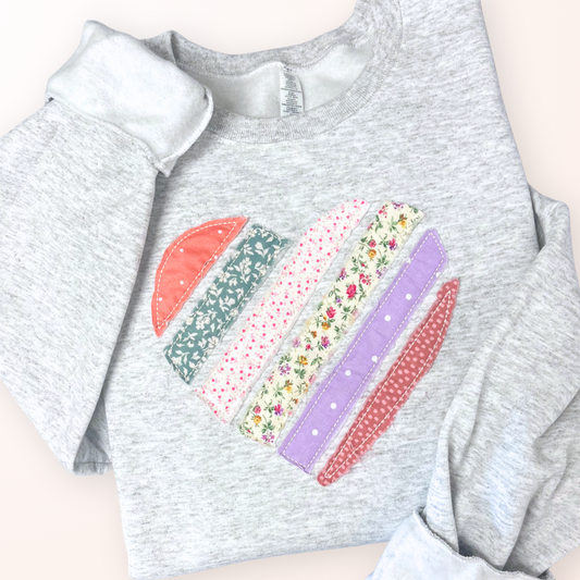 Handcrafted Floral Patchwork Heart Sweatshirt - Premium Faith-Based Apparel - Adult & Youth Sizes