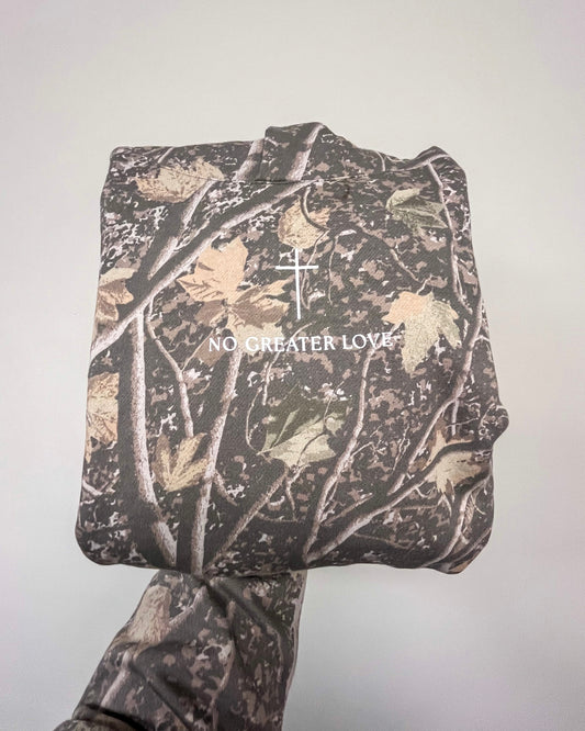 No Greater Love Premium Camo Hoodie