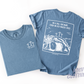 Old Rugged Cross Christian Easter T-Shirt in Denim Blue