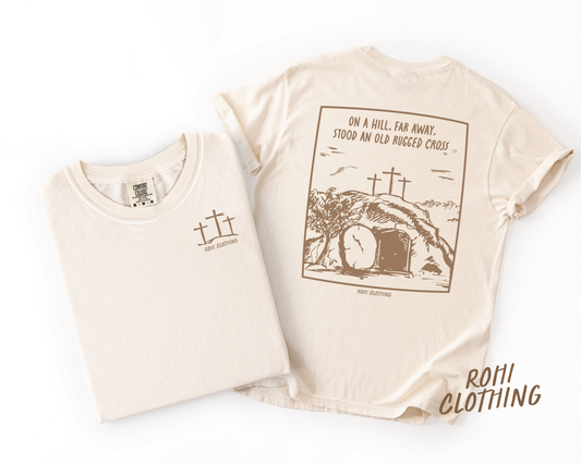 Old Rugged Cross Christian Easter T-Shirt in Ivory